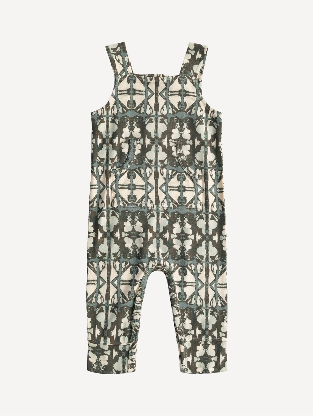 NWOT 12-18M Kate Quinn Kanga Pocket Overalls Green Thyme Shibori Bamboo 2021